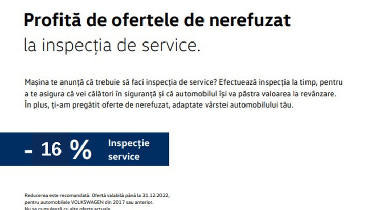 Ai 16% discount pentru inspectia masinii tale